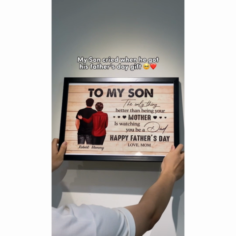 From Mom To Son Watching You Be A Dad Personalized Poster, Heartfelt Gift For Son
