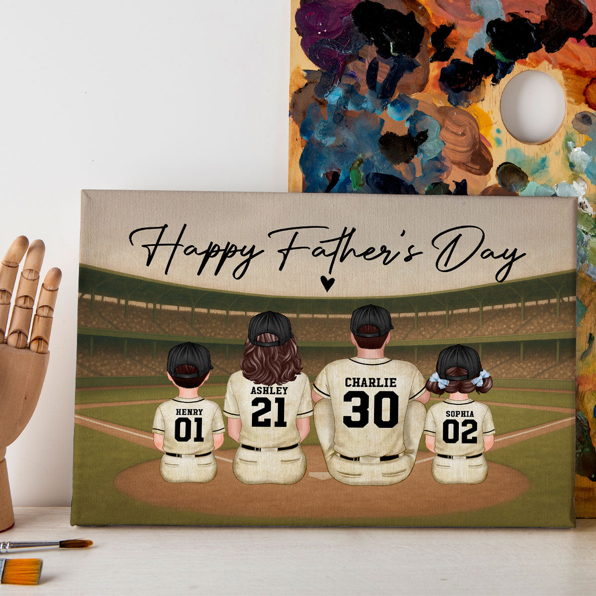 Retro Vintage Baseball Daddy's Dream Team Personalized Wrapped Canvas| Heartfelt Birthday Gift For Dad