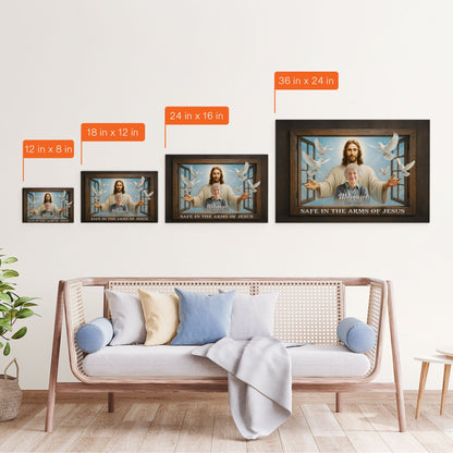 Safe In The Arms Of Jesus - Personalized Photo Wrapped Canvas