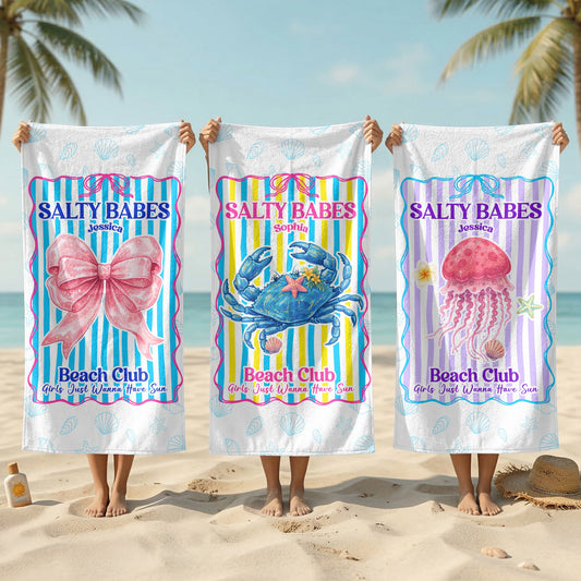 Salty Babes Beach Club - Personalized Beach Towel