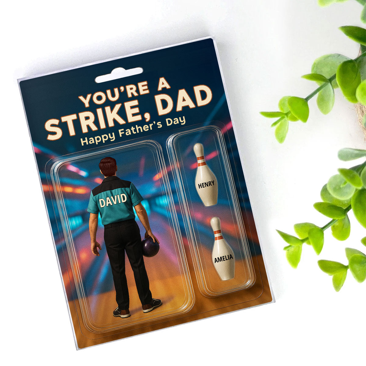 You're A Strike Dad With Kids' Names Custom Figure Personalized Acrylic Block Plaque, Unique  Gift For Him, For Dad, For Bowling Lover