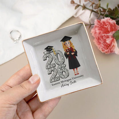 Shiny Effect Class Of 2025 2026 Senior - Personalized Jewelry Dish