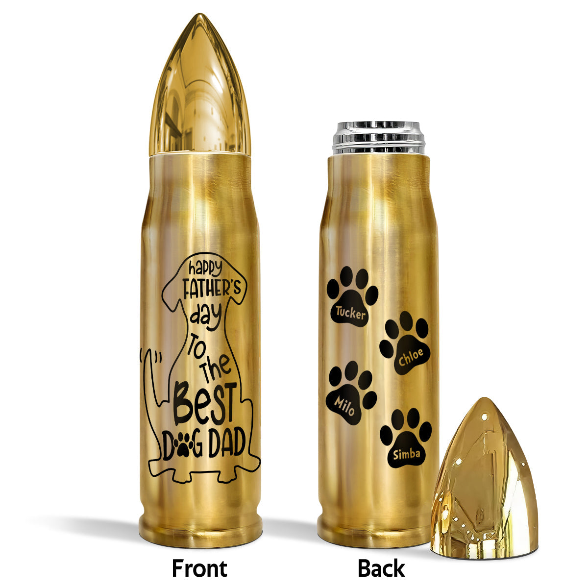 Happy Father‘s Day To The Best Dog Dad Personalized Bullet Tumbler