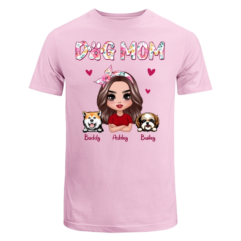Dog Mom Pink Floral Words Gift For Dog Lovers Personalized Shirt