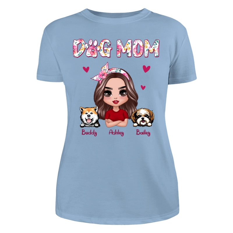 Dog Mom Pink Floral Words Gift For Dog Lovers Personalized Shirt