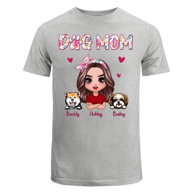 Dog Mom Pink Floral Words Gift For Dog Lovers Personalized Shirt