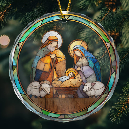 Silent Night Holy Night Nativity Scene - Acrylic Ornament