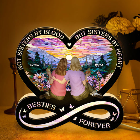 Sisters By Heart - Personalized LED Night Lamp