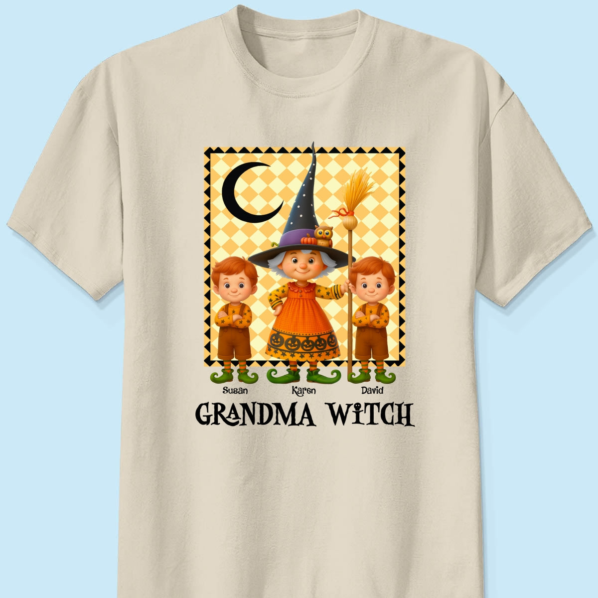 Grandma Witch & Cute Grandkids Personalized Sweatshirt, Halloween Cozy Fall Sweatshirt for Grandma