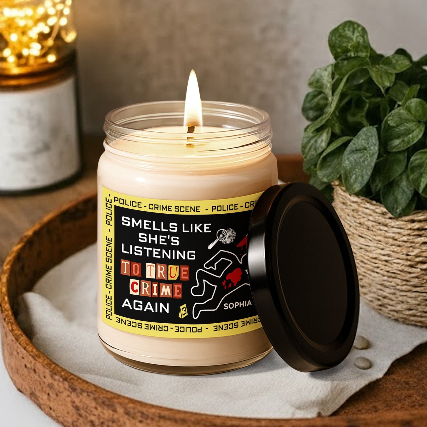 Smells Like She's Listening To True Crime Again - Personalized Scented Soy Candle