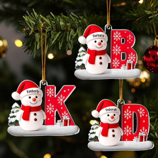 Snowman Initial Christmas - Personalized Acrylic Ornament