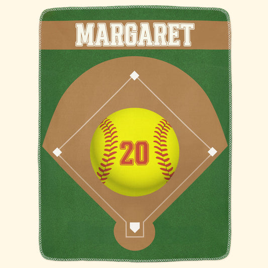 Softball Field Custom Name And Number - Personalized Blanket