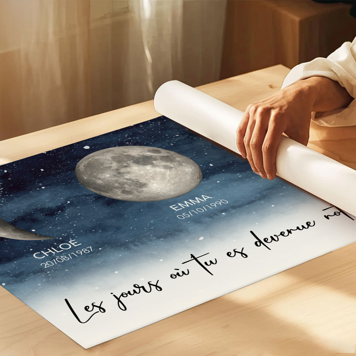 Nuit toile Le jour o tu es devenue Maman, Mamie – Affiche personnalise avec phases de lune de naissance – Cadeau de Fte des Mres pour Maman ou Mamie