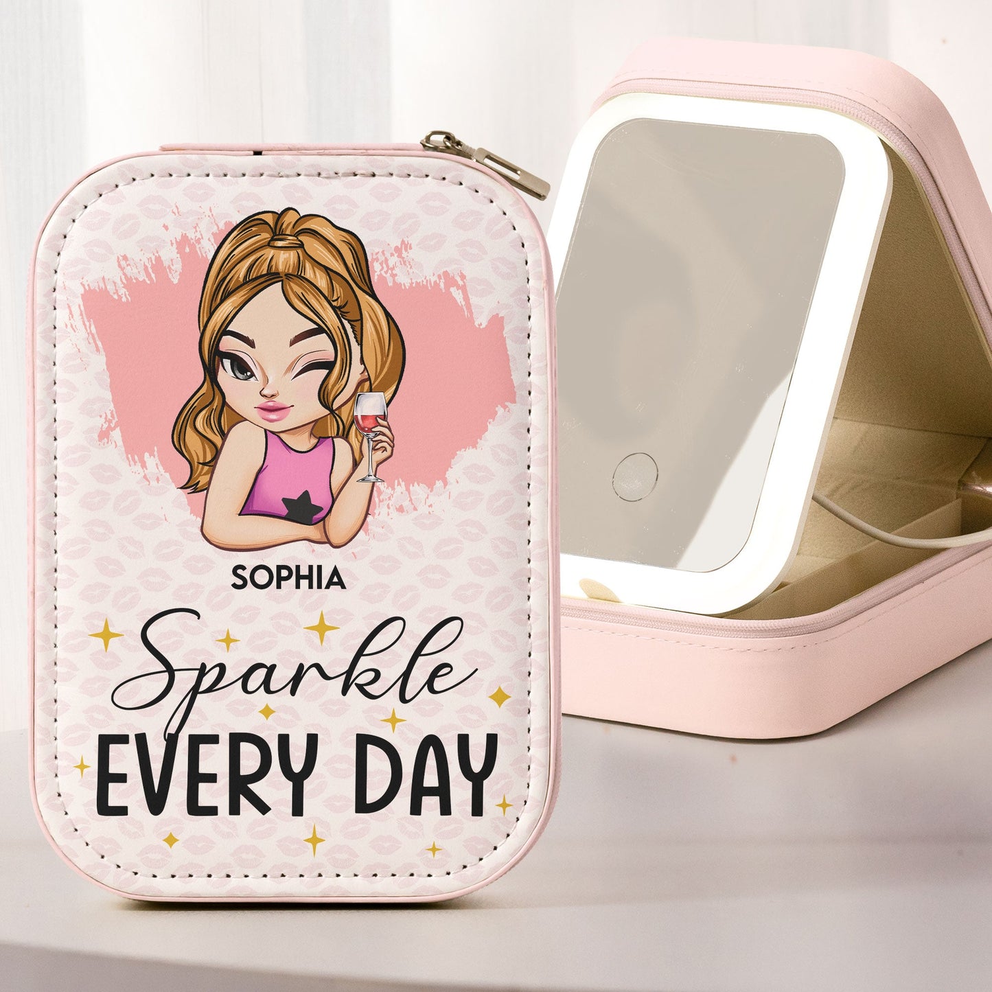 Sparkle Everyday - Custom Makeup Box With LED Mirror