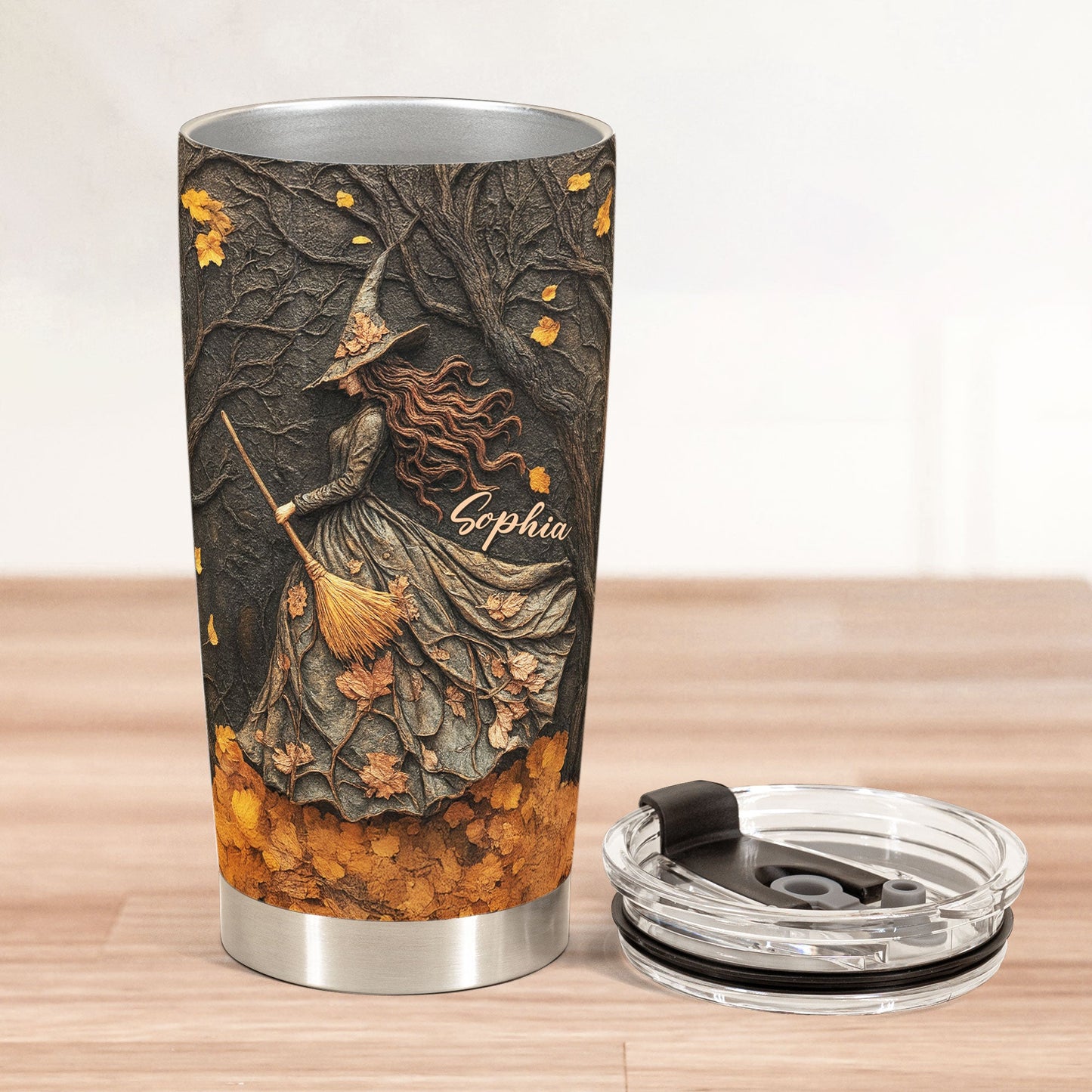 Spooky Witch Art Print - Personalized Tumbler Cup