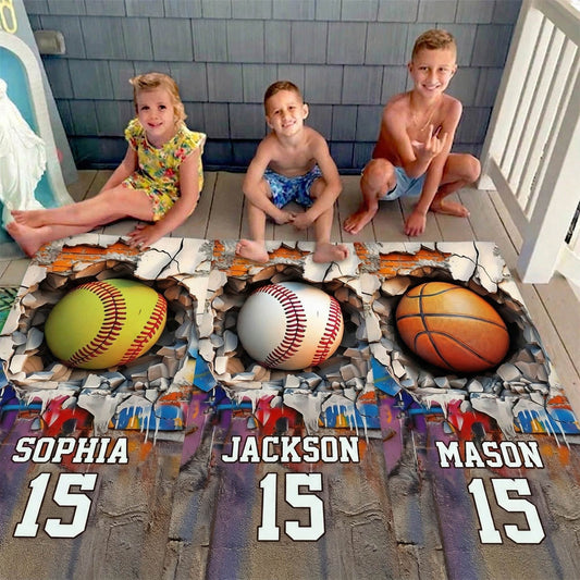 Sport Gifts For Son, Daughter - Custom Name & Number - Personalized Beach Towel