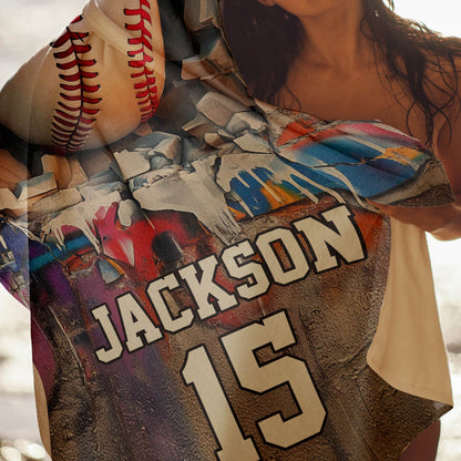 Sport Gifts For Son, Daughter - Custom Name & Number - Personalized Beach Towel