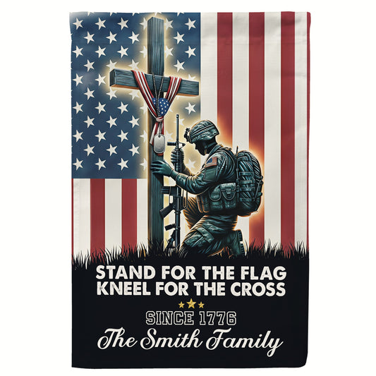 Stand For The Flag Kneel For The Cross 250 Years Of Freedom - Personalized Flag