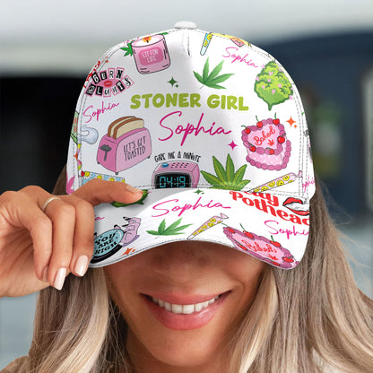 Stoner Girl Cannabis Cake Pink - Personalized Classic Cap