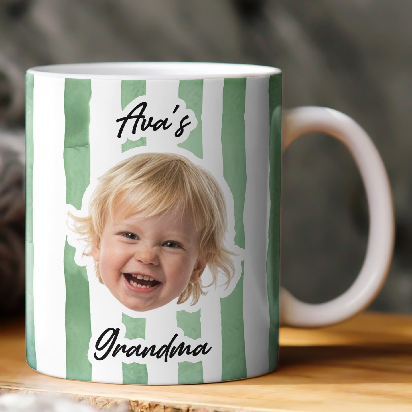Stripe Baby Face Mug Pet Face Mug Gift For Mom, Dad, Grandma, Grandpa - Personalized Photo Mug