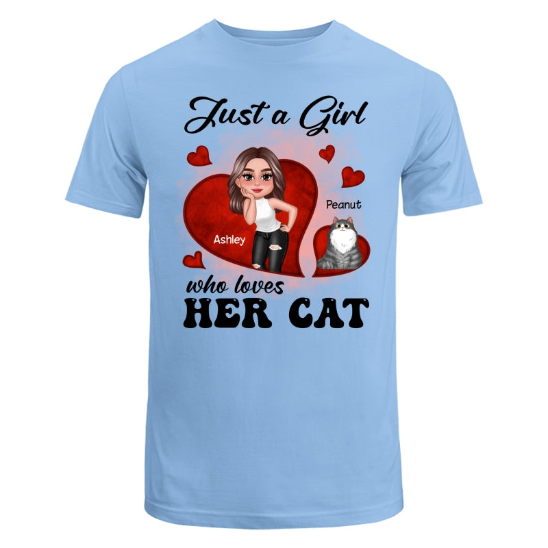 Just A Girl Who Loves Her Cats Red Hearts Personalized Shirt