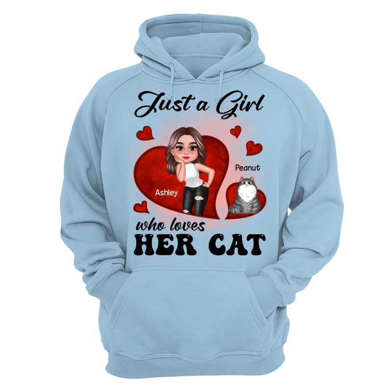 Just A Girl Who Loves Her Cats Red Hearts Personalized Shirt