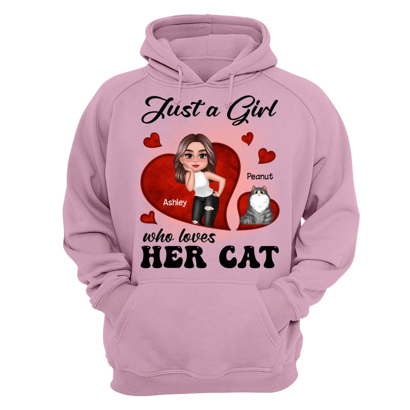 Just A Girl Who Loves Her Cats Red Hearts Personalized Shirt