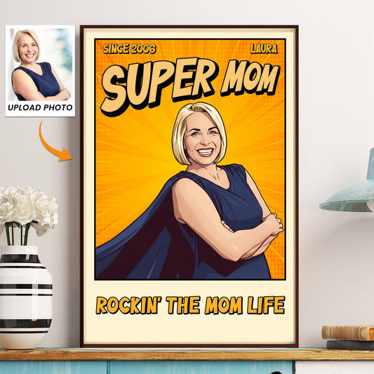 Father's Day Gifts, Super Mom Dad Vintage Retro Art Comic Cover - Personalized Poster