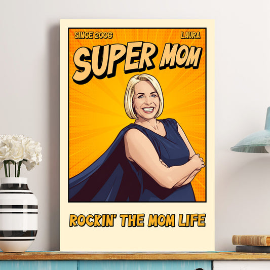 Father's Day Gifts, Super Mom Dad Vintage Retro Art Comic Cover - Personalized Poster