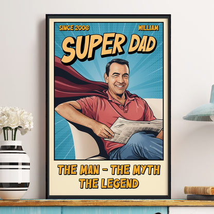 Father's Day Gifts, Super Mom Dad Vintage Retro Art Comic Cover - Personalized Poster