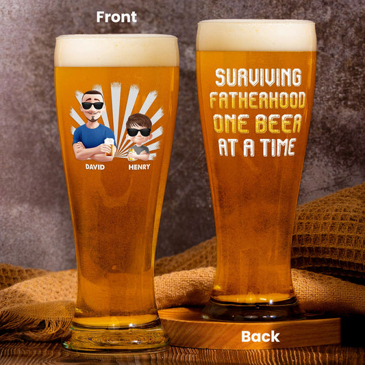 Father's Day Gifts, Surviving Fatherhood - Personalized Pilsner Glass