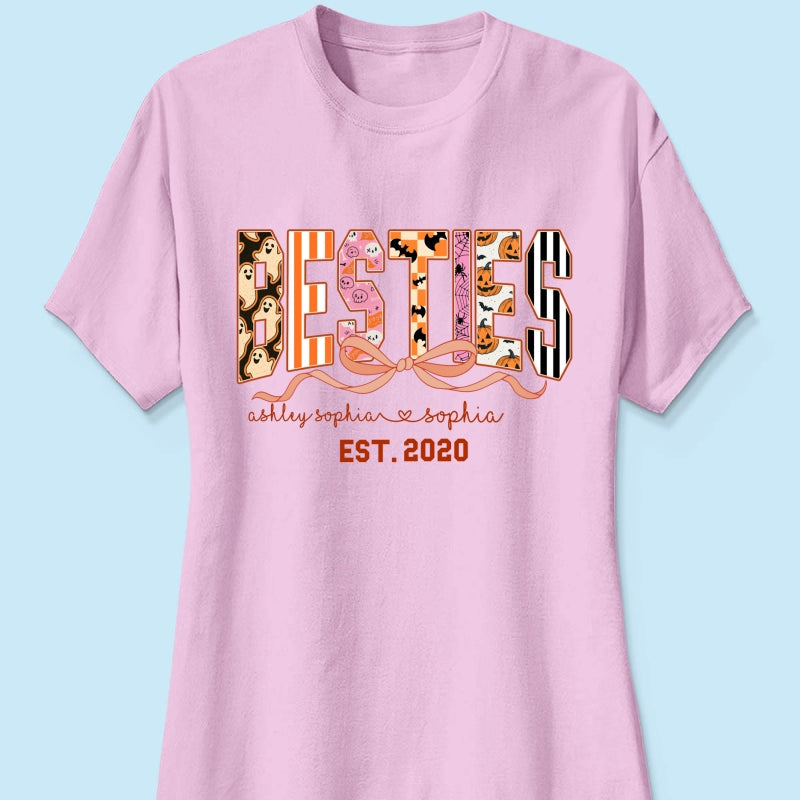 Retro Halloween Spooky Coquette Personalized Matching Besties Sweatshirt, Fall Gift for Besties