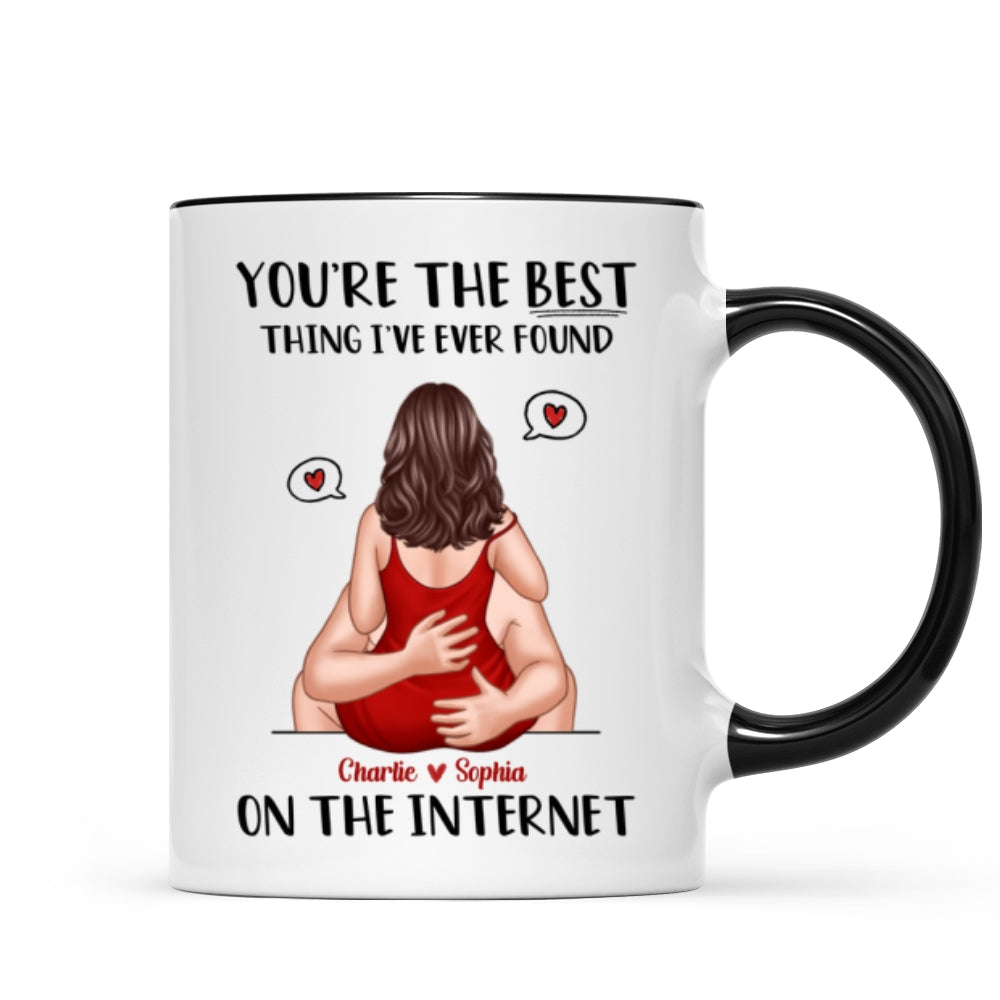 Online Dating Virtual Love Embrace Valentine‘s Couple Personalized Mug