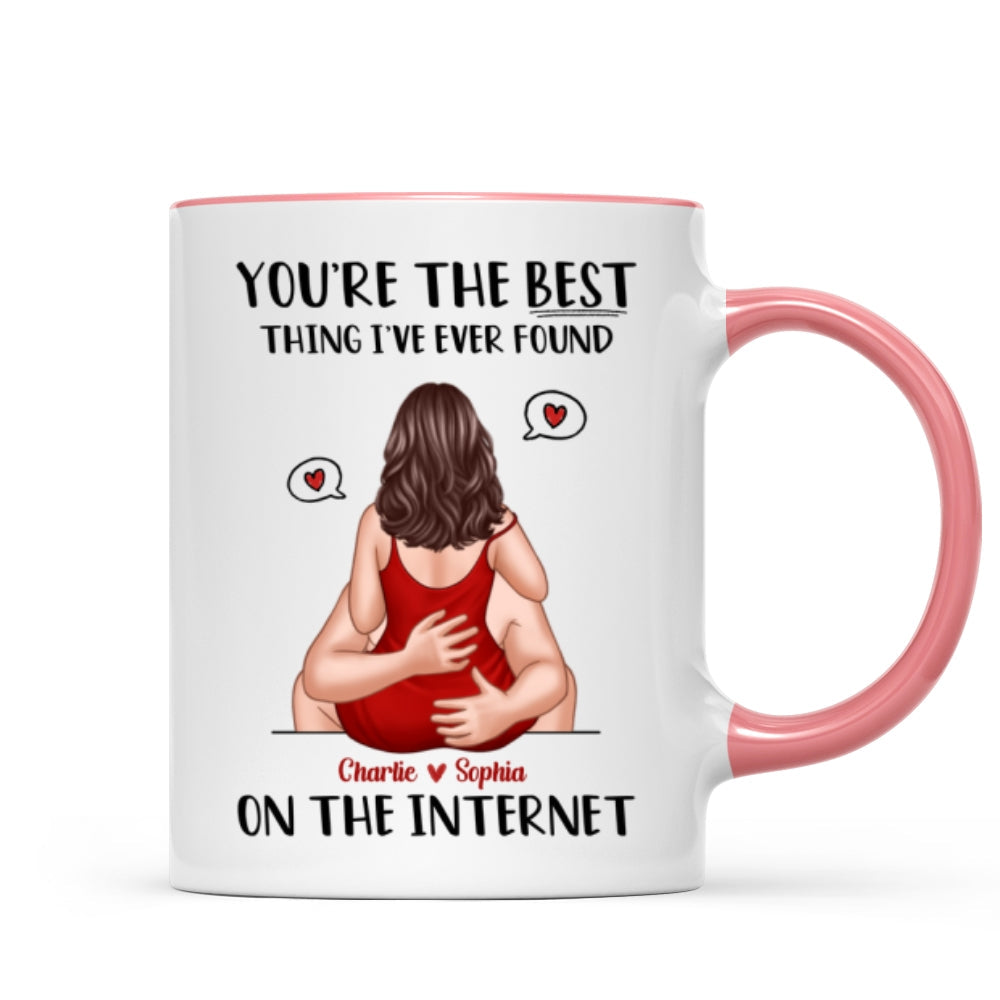 Online Dating Virtual Love Embrace Valentine‘s Couple Personalized Mug