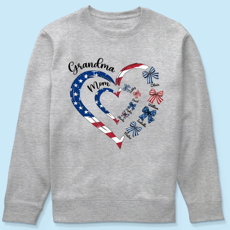 4th Of July First Mom Now Grandma Bow Personalized Shirt, Independence Day