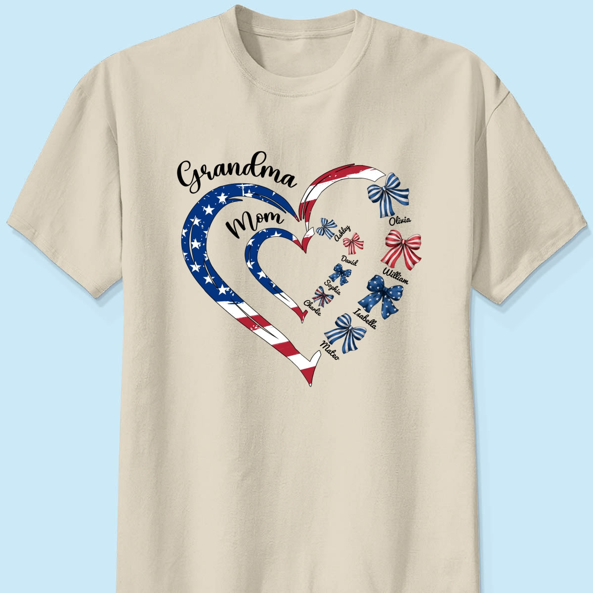 4th Of July First Mom Now Grandma Bow Personalized Shirt, Independence Day