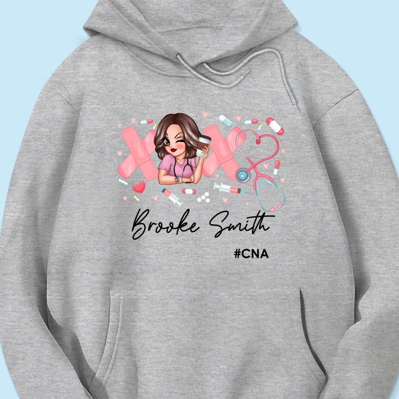 Pink Coquette XOXO Nurse Personalized Shirt, Birthday  Gift For Nurse Wife, Girlfriend, Bestie