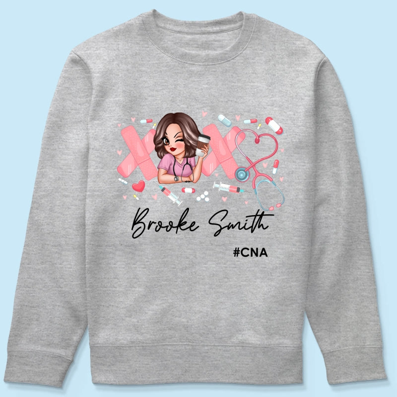 Pink Coquette XOXO Nurse Personalized Shirt, Birthday  Gift For Nurse Wife, Girlfriend, Bestie