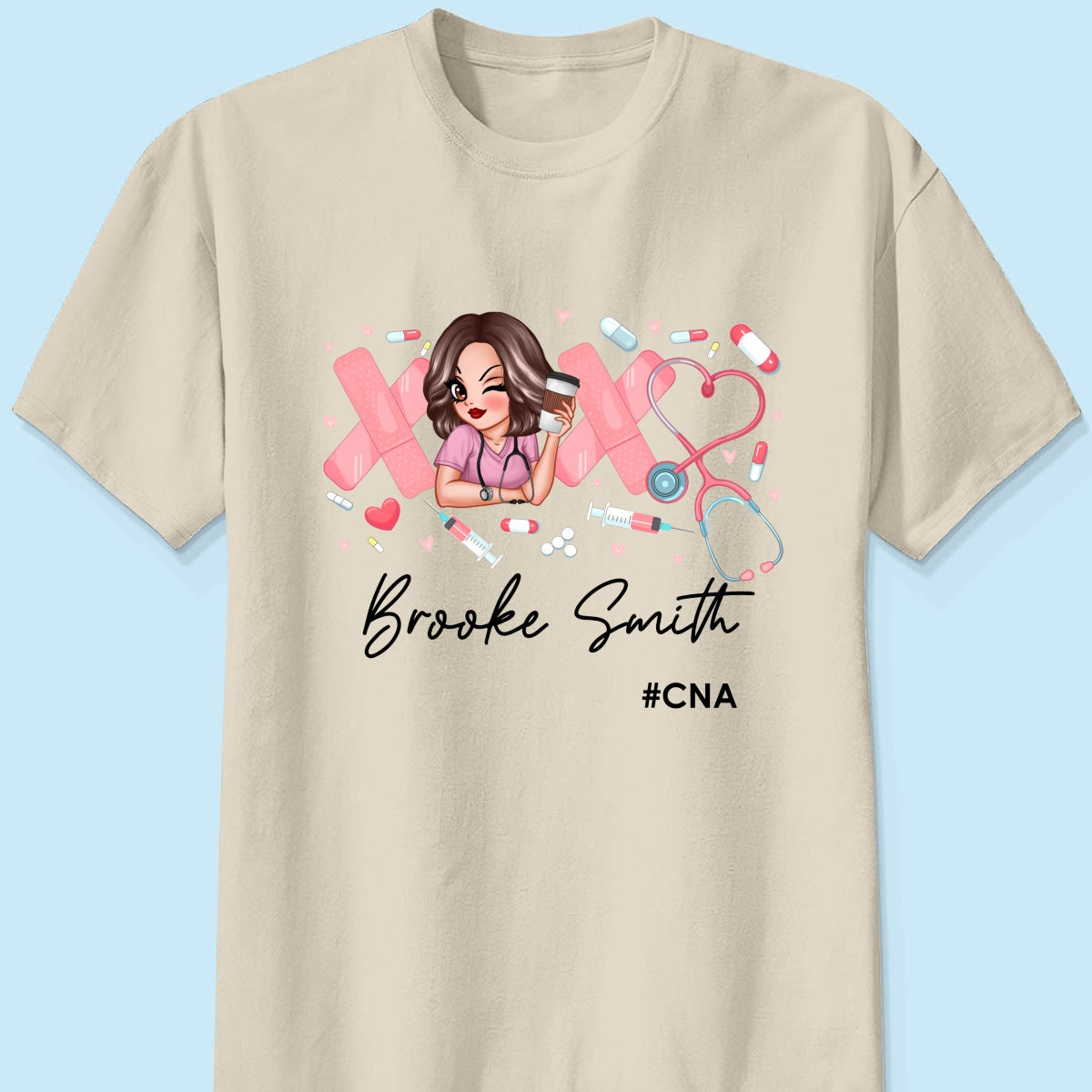 Pink Coquette XOXO Nurse Personalized Shirt, Birthday  Gift For Nurse Wife, Girlfriend, Bestie