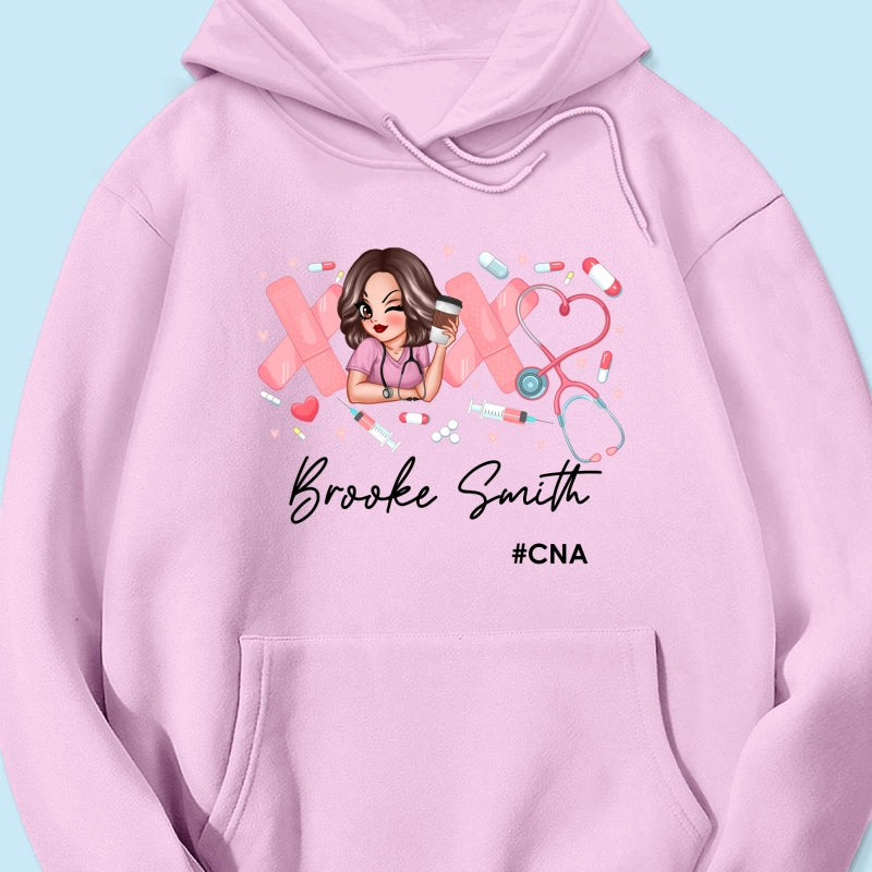 Pink Coquette XOXO Nurse Personalized Shirt, Birthday  Gift For Nurse Wife, Girlfriend, Bestie