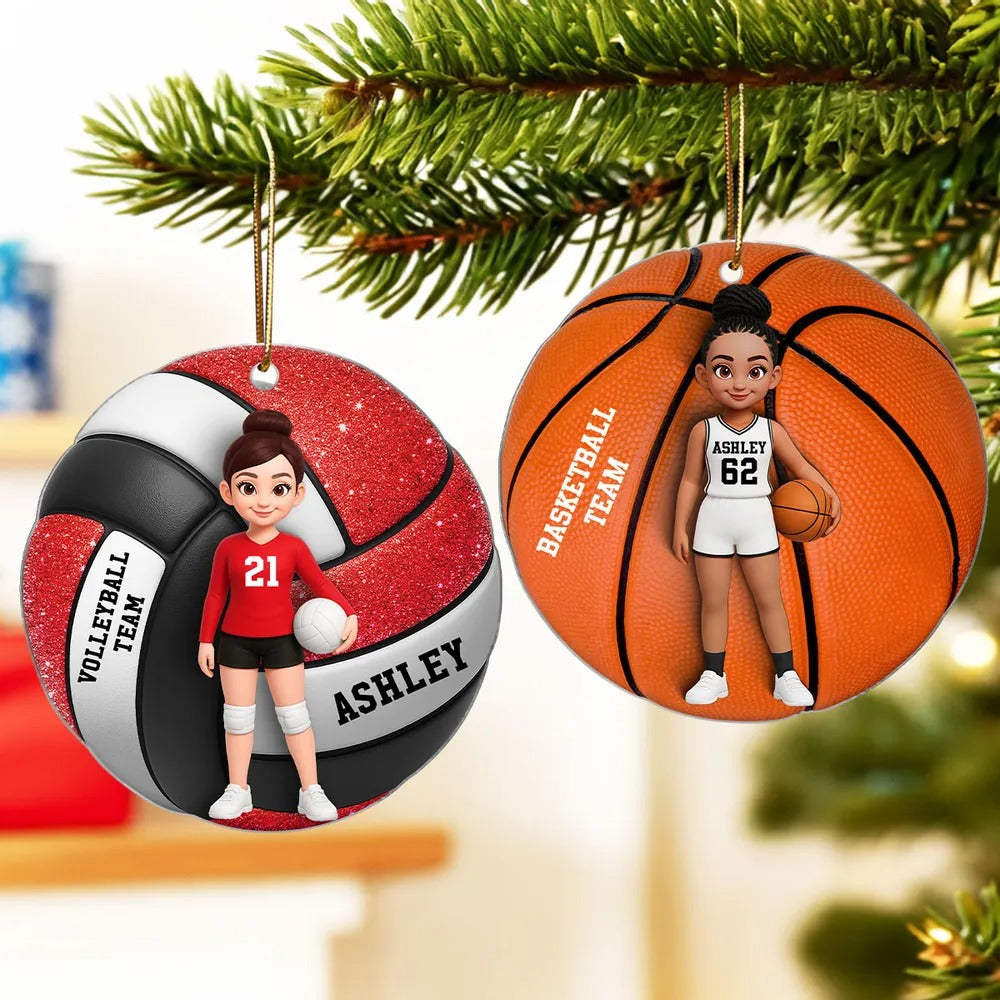 Custom Sports Keepsake - Personalized 3D Sport Acrylic Ornament - Christmas Gift for Son, Daughter, Grandson, Granddaughter