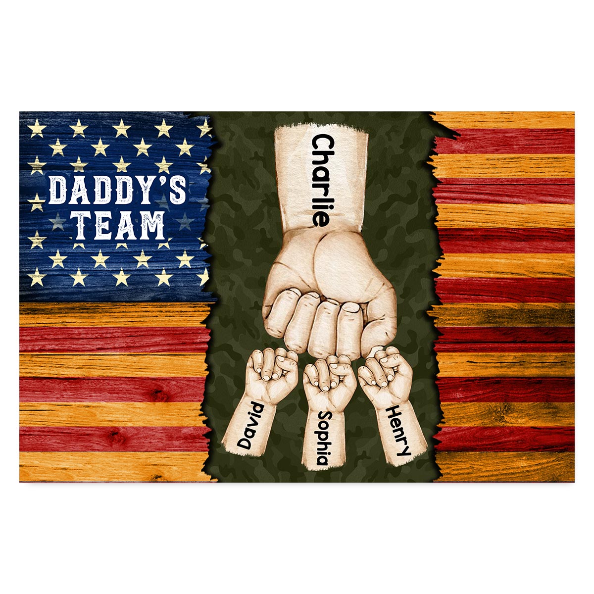 American Daddy‘s Team Fist Bump Personalized Horizontal Poster