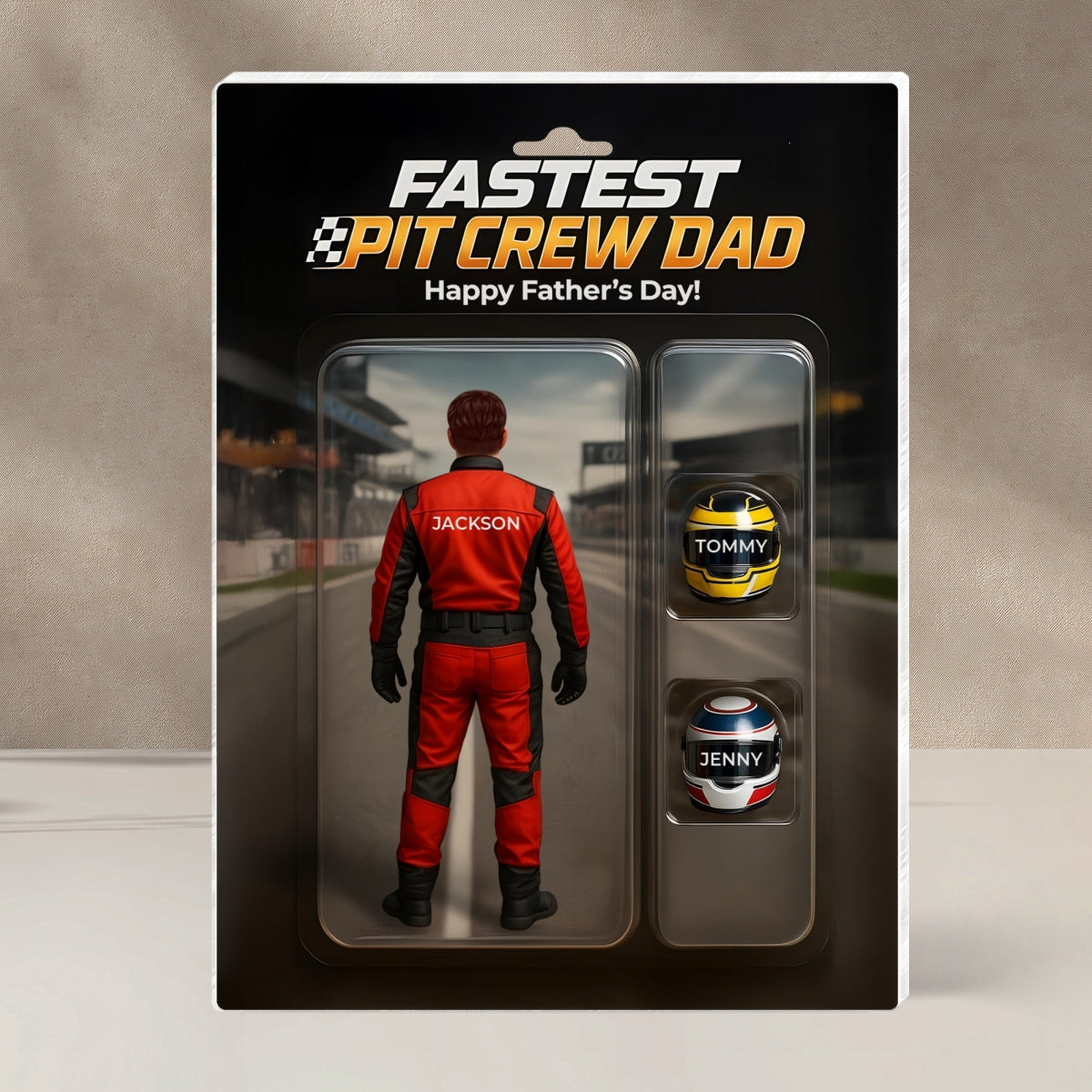 Fastest Pit Crew Dad With Kids' Names Custom Figure Personalized Acrylic Block Plaque, Unique  Gift For Him, For Motorsport Lover, Racing Dad