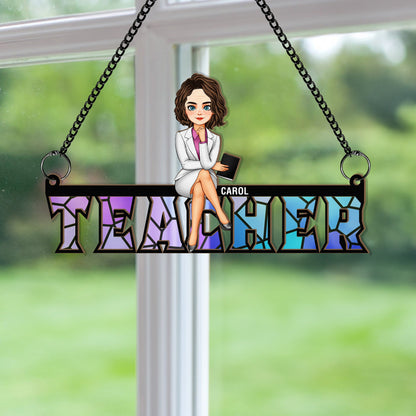 Teacher Gift Back To School Decor - Personalized Window Hanging Suncatcher Ornament