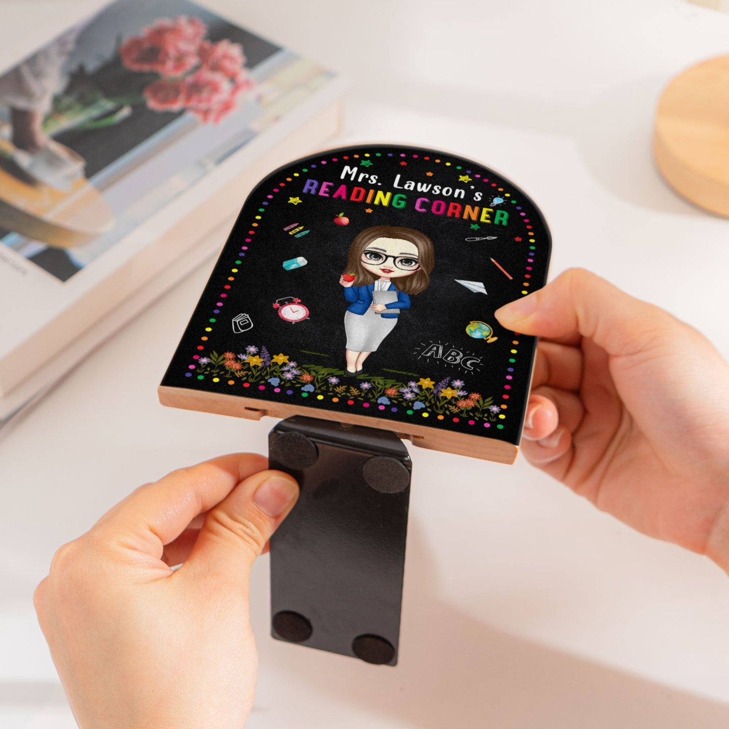Teacher Reading Corner - Custom Wood Book Ends