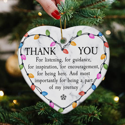 Thank You For Being A Part Of My Journey Heart-shaped Christmas Ornament