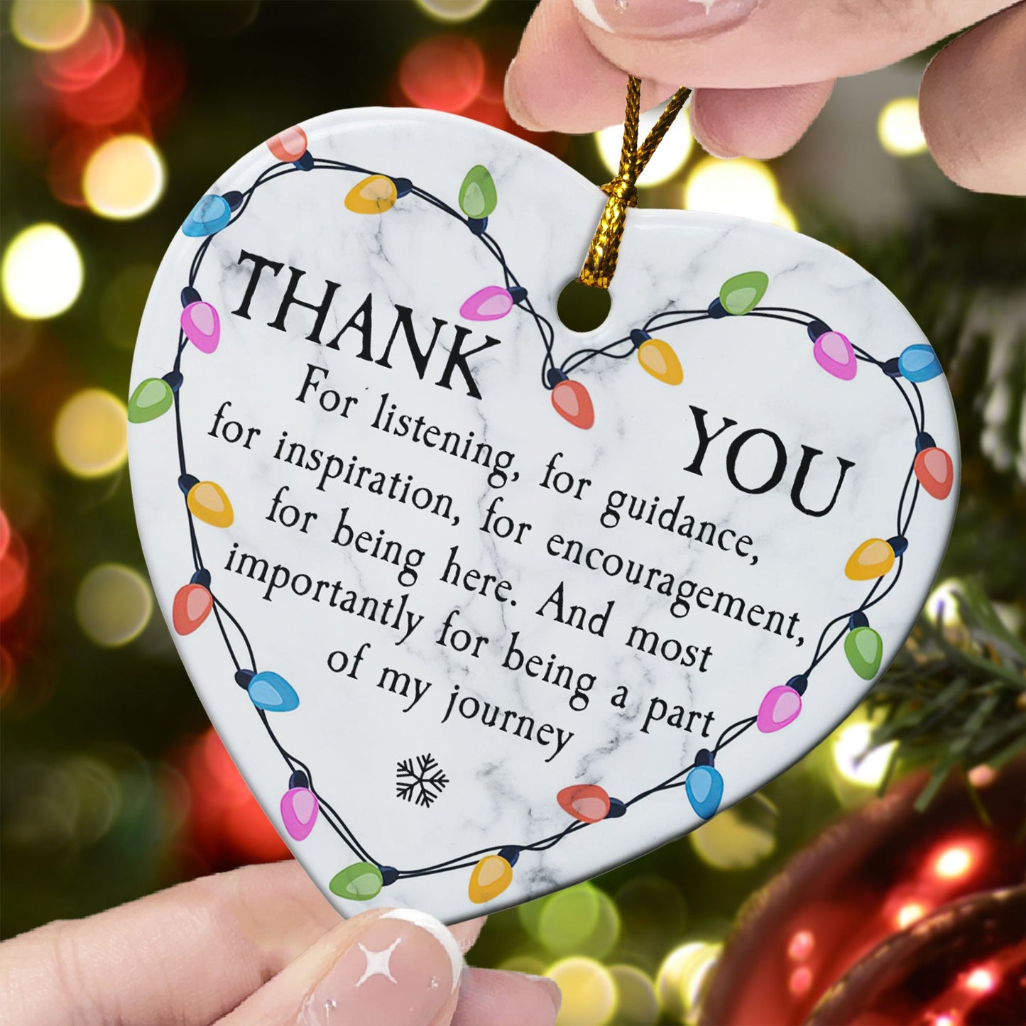 Thank You For Being A Part Of My Journey Heart-shaped Christmas Ornament