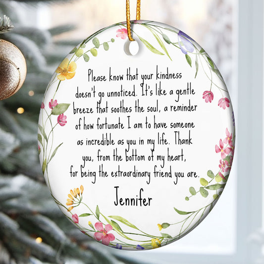 Thank You Gifts For Boss, Coworkers, Friends, Family - For Being The Extraordinary Friend - Personalized Ceramic Ornament