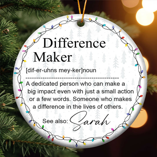 Thank You Gifts For Boss, Coworkers, Friends - Difference Maker - Personalized Ceramic Ornament