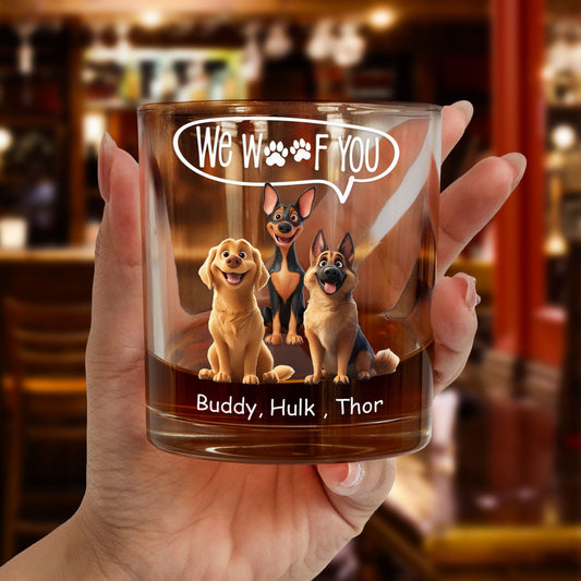 Father's Day Gifts, Thanks Dad I Woof You Dog Dad Gift - Personalized Whiskey Glass